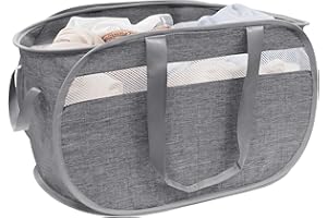 TECHMILLY Collapsible Laundry Baskets, Foldable Tear Proof Pop Up Hamper with Reinforced Carry Handles, Durable Laundry Hamper for Home, Laundry, Bathroom, Dorm or Travel (Grey)