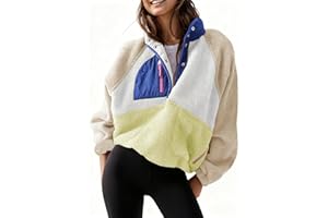 Womens Fuzzy Jacket Coat Pullover Sherpa Sweatshirt Long Sleeve Fall Winter Jacket with Pockets Outerwear
