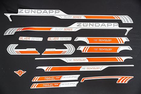 Fahrrad Dekor Satz Aufkleber Rahmen Schriftzug Sticker Zündapp Bike Label orange