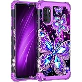 Miqala Compatible with Galaxy Note 10 Plus Case,Glow in The Dark Three Layer Heavy Duty Shockproof Protection Hard Plastic Bumper+Soft Silicone Case for Samsung Galaxy Note 10 Plus,Dark Butterfly