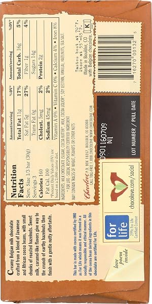 CHOCOLOVE HAZELNUT MILK CHOCOLATE BAR, 3.2 OZ