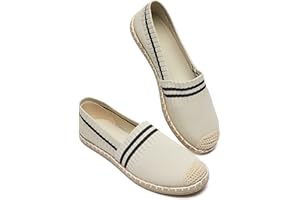 BABUDOG Womens Espadrilles Breathable Flats Shoes Mesh Slip on Loafers Soft White Flats