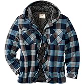 Legendary Whitetails Mens Ranger Quilted Fleece Shirt Jacket - Casual Snap Front Hooded Regular Fit Plaid
