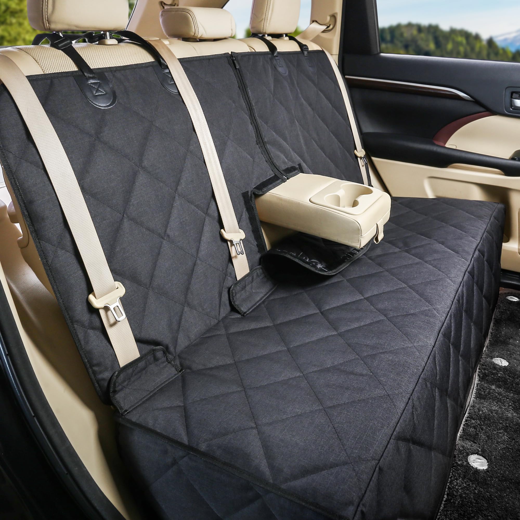 Photo 1 of petalage Bench Dog Car Seat Cover for Back Seat Waterproof Seat Covers Durable Scratch Proof Nonslip, Protector for Pet Fur & Mud Washable Backseat Cover for Cars Armrest Compatible