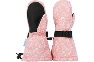 JAN & JUL Girls' Waterproof Insulated Toddler Mittens with Fleece Lining for Winter (Prairie Flower, Size S)