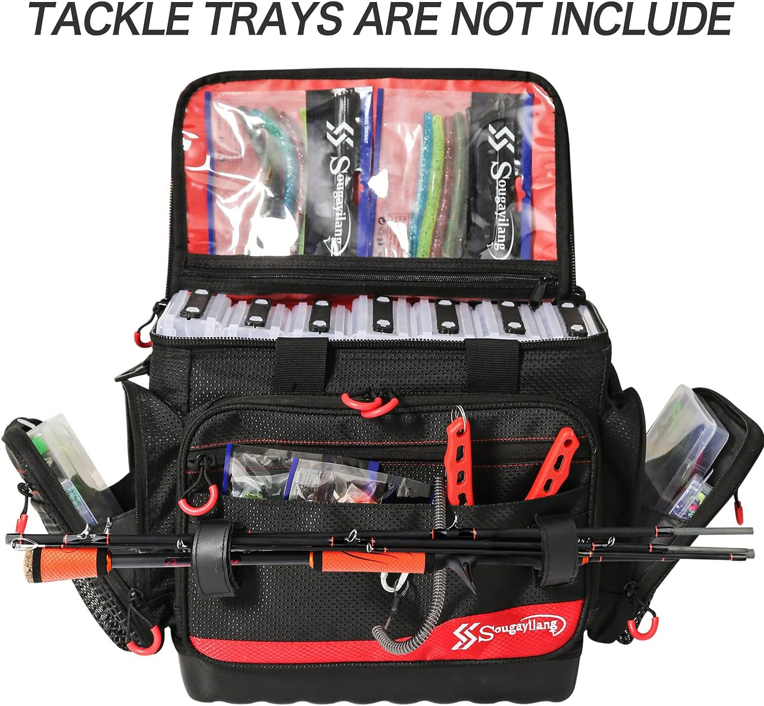Sougayilang Fishing Tackle Bags - 100% Water-Resistant Fishing Tray Bags - Portable Fishing Organizer Shoulder Satchel - Suitable for 3600 3700 Tackle Box- Black -Standard Bag : Sports & Outdoors