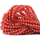 CHEAVIAN 60PCS 6mm Natural Red Agate Gemstone Round Loose Beads for Jewelry Making 1 Strand 15"