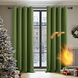 Deconovo Thermal Blackout Curtains Green Eyelet W52 x L72 Inch 2 Panels view 2