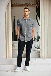 COOFANDY Men's Untucked Shirts Short Sleeve Button