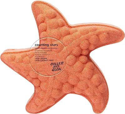 Holler & Glow Counting Stars Starfish Bath Bomb Peach Vitamin E Vegan