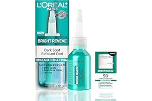 L'Oreal Paris Bright Reveal Dark Spot Exfoliant Peel, 25% AHA BHA PHA Face Exfoliator Solution, Gentle Skincare to Visibly Reduce Dark Spots and Renew Skin Texture, Includes SPF Lotion Sample