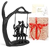 Kresecioo Anniversary Wedding Gifts for Couple/Her - Romantic Couple Statue in Love, Black Metal Figurine Sweet Loving Together Iron Sculpture Decor, Valentines Gifts for Wife Husband Birthday
