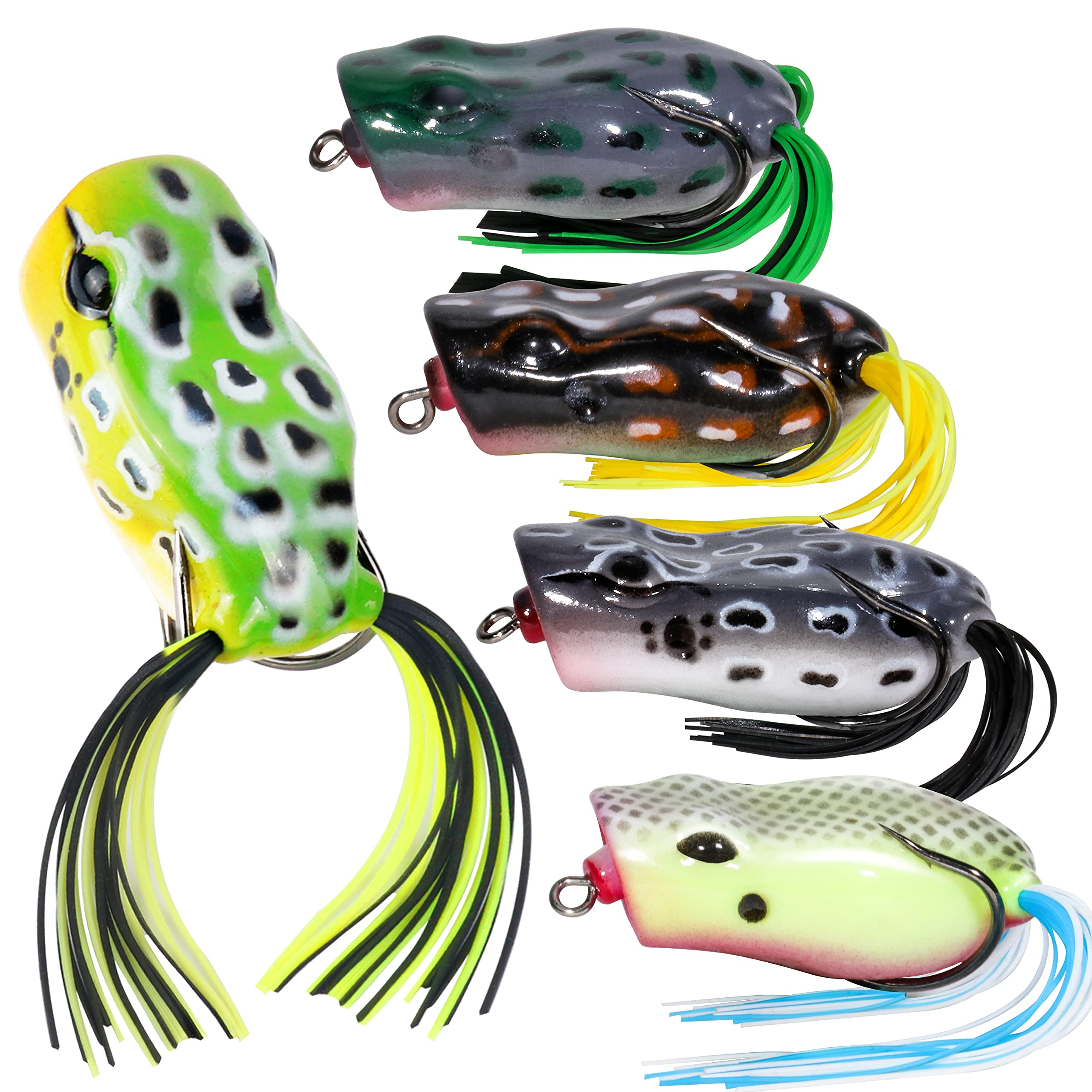 Topwater Frog Lures 5-Pack - Lifelike Silicone Bass Bait, Weedless Floating Frog Lures For Freshwater & Saltwater - View #9