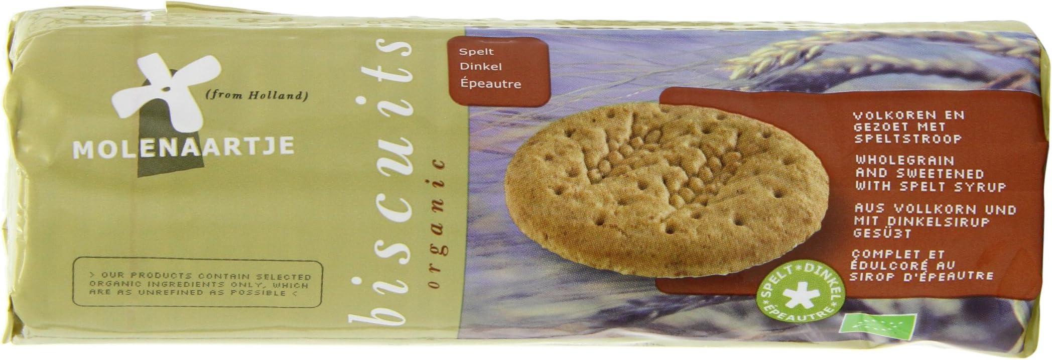 Molenaartje Organic Wholegrain Spelt Biscuits 200 g (Pack of 6)