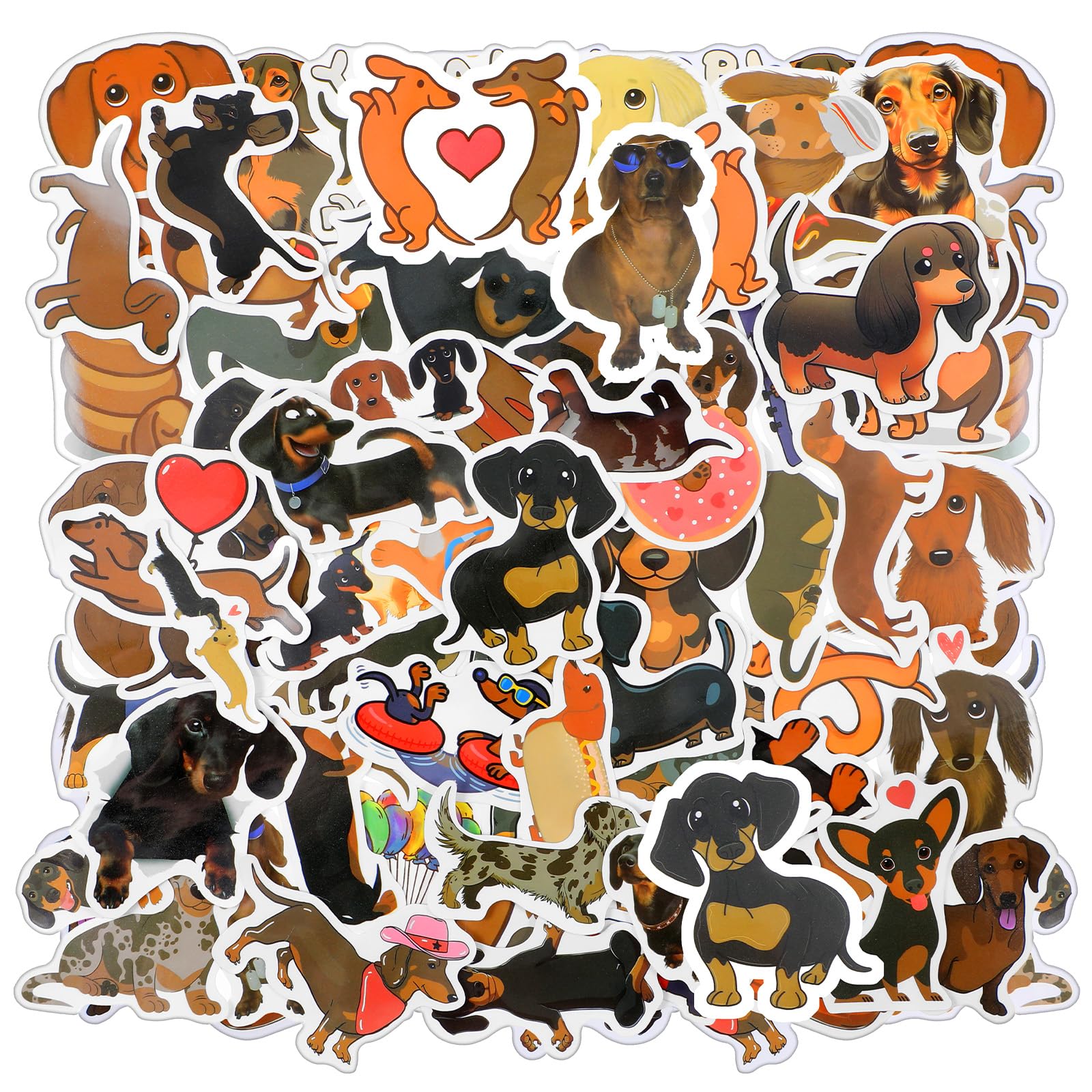 View 1 of 120PCS Cute Dachshund Stickers,Funny Weiner Dog Stickers, Waterproof Vinyl Decals for Water Bottles Bike Luggage Laptop Scrapbook Skateboard Phone,Dogs Lovers Gift