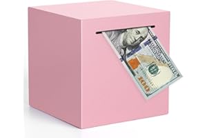 KYPEEKA Adults Piggy Bank Must Break to Open, Unbreakable Stainless Steel Piggy Bank for Adults, Metal Savings Box for Cash Saving (Pink, 4.72 inch)