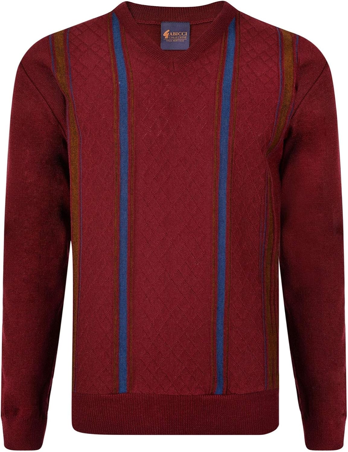 Gabicci AW19 Stripe & Diamond Patterned Jumper Amazon.co.uk Clothing