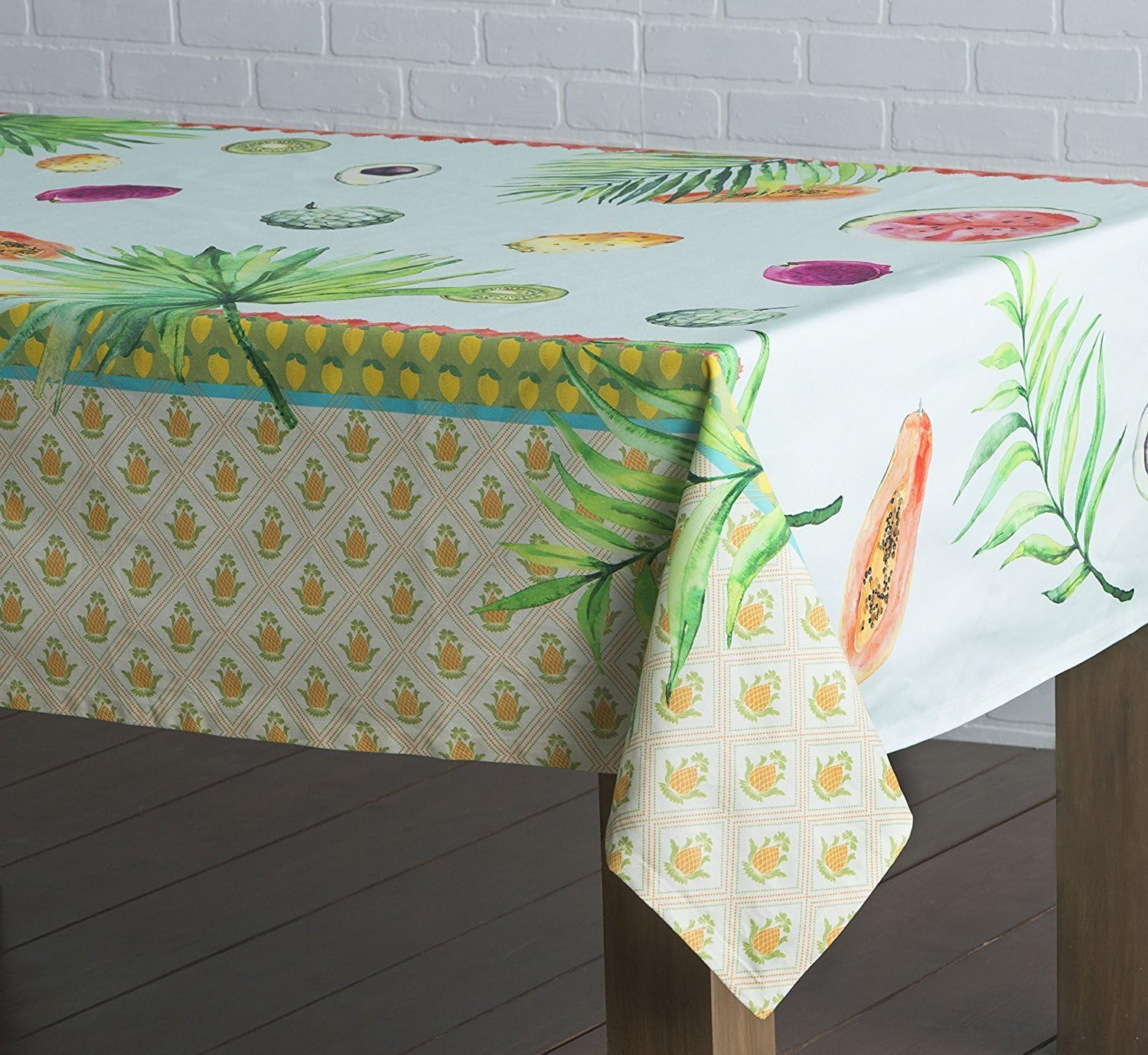 Tropical Leaf 100% Cotton Tablecloth 60 Inch by 60 Inch