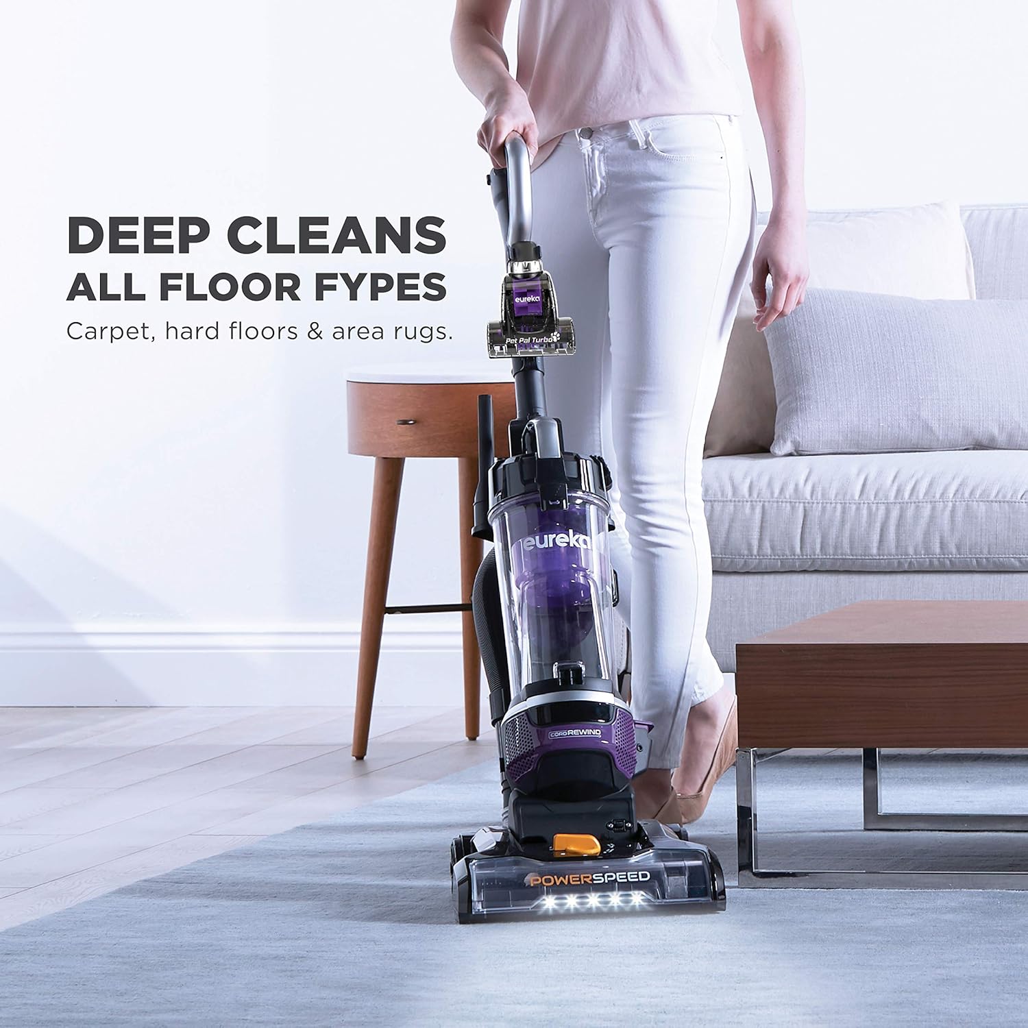 Eureka Neu202 Powerspeed Lightweight Bagless Upright Vacuum Cleaner With Automatic Cord Rewind And 4 On Board Tools Purple