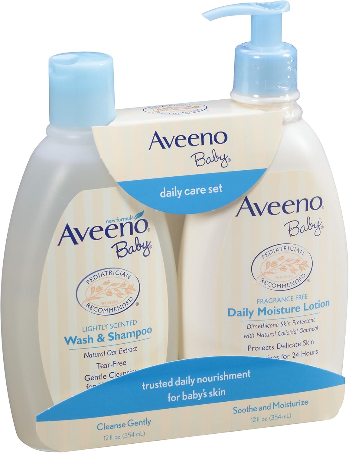 Aveeno Baby Gentle Moisturizing Daily Care Set, Natural Oat Extract, Natural Colloidal Oatmeal, 2 Items: Health & Personal Care