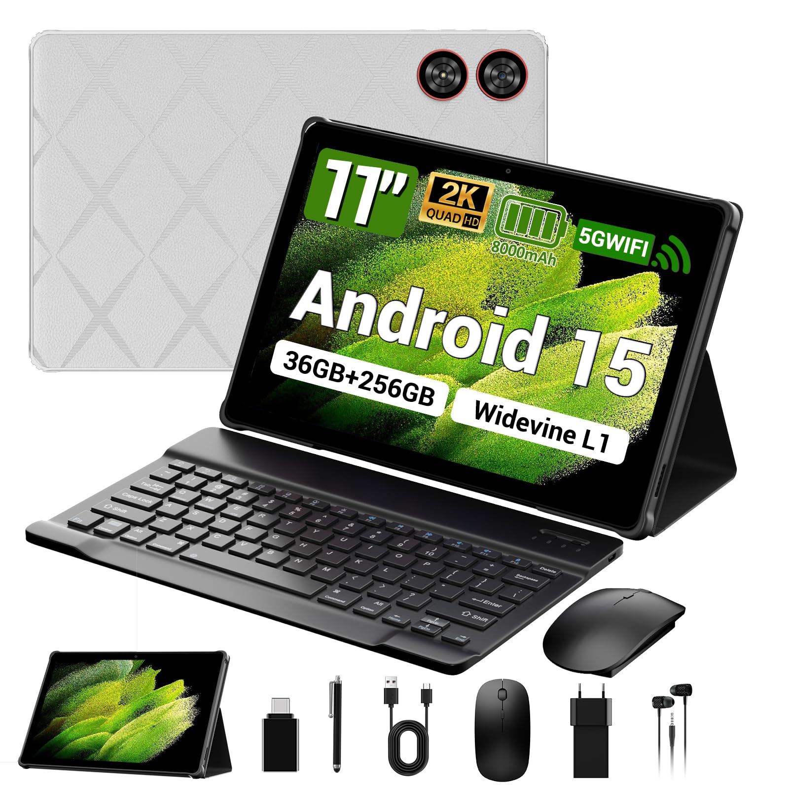 Photo 1 of *LOCKED*DEZLTID 2025 Tablet 11 inch Android 15 Tablets with Keyboard Stylus Mouse: 2K IPS Tablette (2000x1200), 36GB+256GB(2TB TF)-Gray
