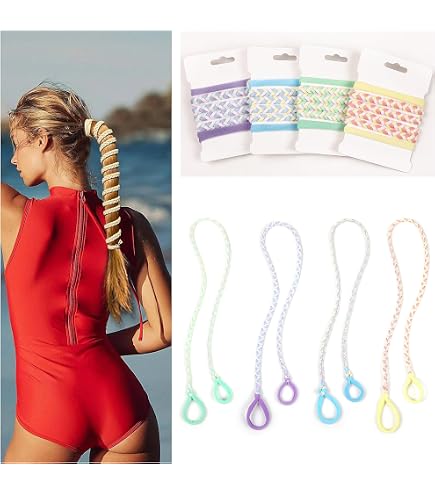 Colorful Spiral Hair Ties Pack 3 No Hooks Elastic Ponytail Holders for All Hair Amazon.com : 3 Packs 16 main image 4