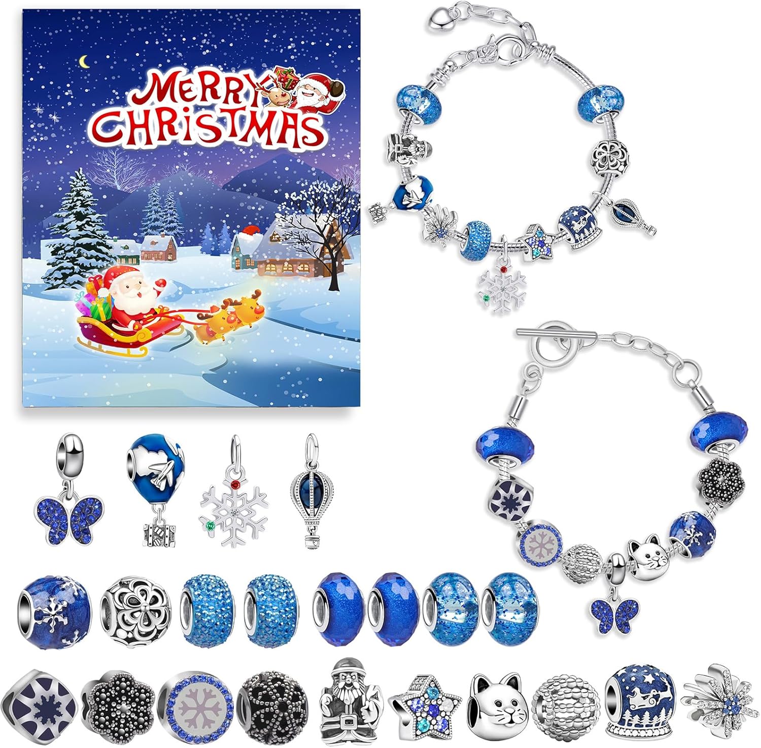 Advent Calendars - Christmas Advent Calendar Bracelet Girls 24 Days Christmas Countdown Calendar Bracelets Set DIY Jewelry Making Kit Gift for Women Girls Kids Teen