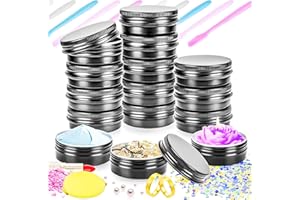 MotBach 12 Pack 2oz Tin Jars, 60ml Metal Tin cans, 2ounce Aluminum tin can jar Containers with Screw Lid for Lotion Bars, Balms, Salve, Spices, Beard Balm, Toiletries, Creams, Samples, Makeup Cosmetic