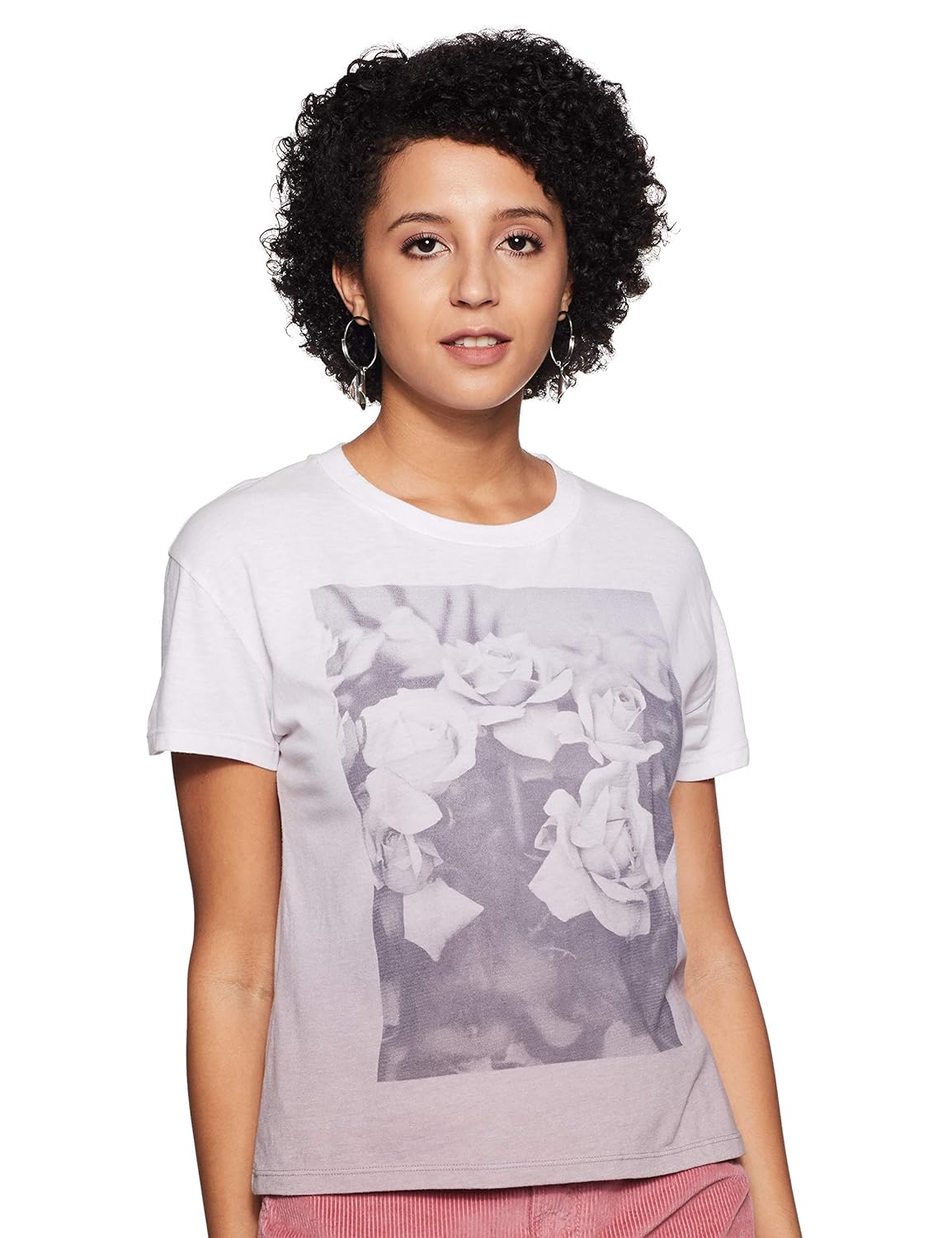 Buy Forever 21 Women's Regular fit TShirt (191081_Grey/Black Large) at