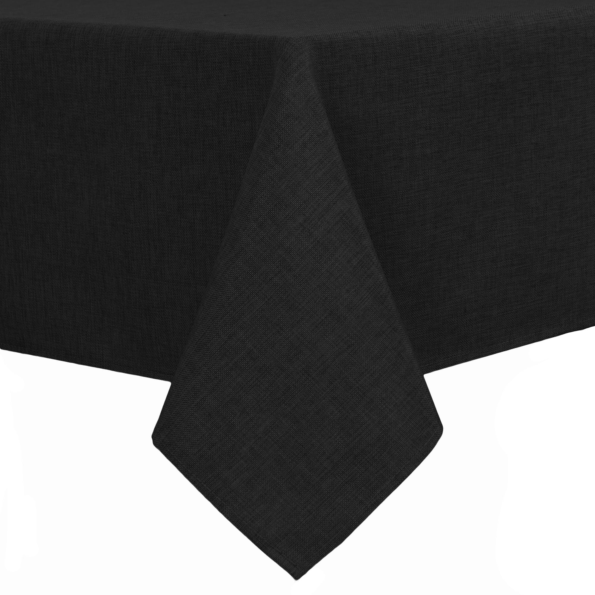 Photo 1 of Hiasan Faux Linen Rectangle Tablecloth - Wrinkle and Stain Resistant Washable Table Cloth for Kitchen Dining Room Holiday Table Cover for Dinner, Black, 60 x 140 Inch