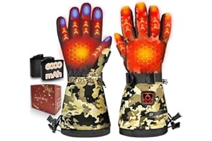 MADETEC Heated Gloves for Men Women, 7.4V 22.2WH Winter Gloves Upgraded Rechargeable Battery, Waterproof & Windproof Electric Heated Glove, Camo Glove for Camping Fishing Hunting Motorcycle