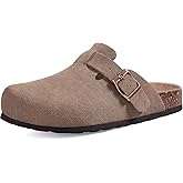 KIDMI Unisex Vegan Suede Clogs Leather Mules Womens Mens Cork Footbed Potato Shoes with Arch Support