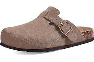 KIDMI Unisex Vegan Suede Clogs Leather Mules Womens Mens Cork Footbed Potato Shoes with Arch Support