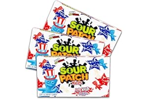 NLS CANDY CO. Sour Red, White, and Blue Independence Day Gummy Candy, Sour, Sweet, and Tangy, Pack of 3-3.1oz Boxes