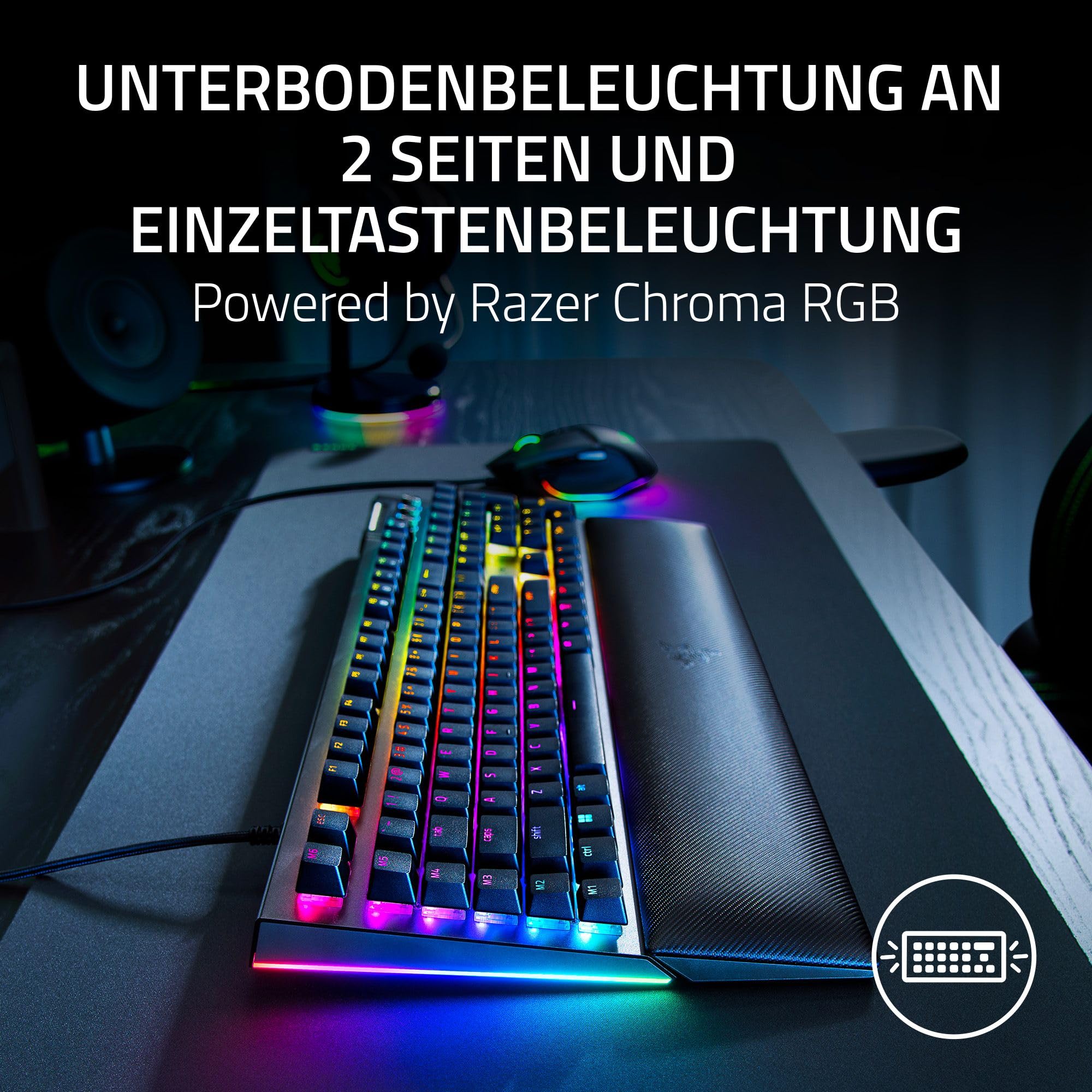 Razer BlackWidow V4 - Mechanische Gaming-Tastatur Chroma RGB (Mechanische Green Switches, 6 eigene Makro-Tasten, Doubleshot-ABS-Tastenkappen) QWERTZ DE-Layout | Schwarz 5