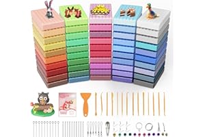 FLYCOOST Polymer Clay Kits 50 Metallic and Glitter Colors, Modeling Clay Oven Bake Sculpting Clay, Kids Arts and Crafts Gifts.