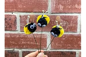 CALCASTLE CRAFT Pompom Bumble Bees Black&yellow W/googly Eyes Craft Spring Easter Floral Picks 6/pkg
