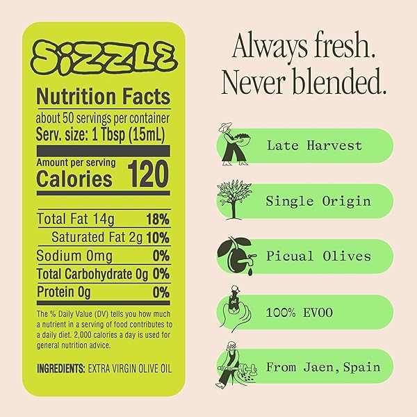 GRAZA SIZZLE EXTRA VIRGIN OLIVE OIL, COOKING OIL – HIGH POLYPHENOL PEAK HARVEST EVOO COOKING OIL IN A SQUEEZE BOTTLE – SINGLE ORIGIN OLIVE OILS FROM SPAIN – 25.3 FL OZ (750ML)