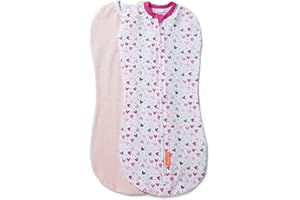 SwaddleMe by Ingenuity Compression Baby Swaddle Pod, Two-Way Zipper for Easy Diaper Changes, Improves Sleep & Calms Startle Reflex, 0-2 Months, 1.0 TOG, 2-Pack - I Heart You