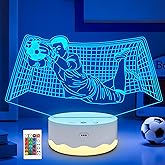 Soccer Gifts for Boys, Cool Soccer Goalie Night Light 3D Optical Illusion LED Lamp with Remote Control 16 Colors Changing Football Birthday Christmas Valentine's Day Gift Idea for Sport Fan Girls Man