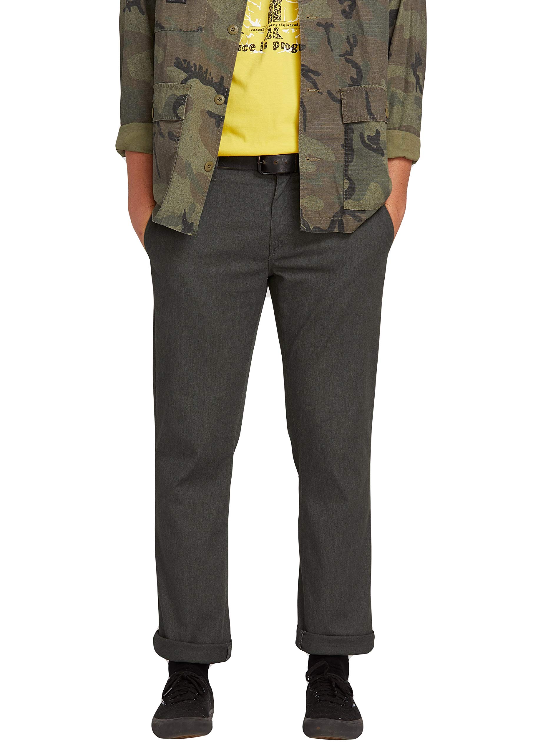 Volcom Men's Frickin Modern Fit Stretch Chino Pant, Charcoal Heather 1, 34W x 32L Image