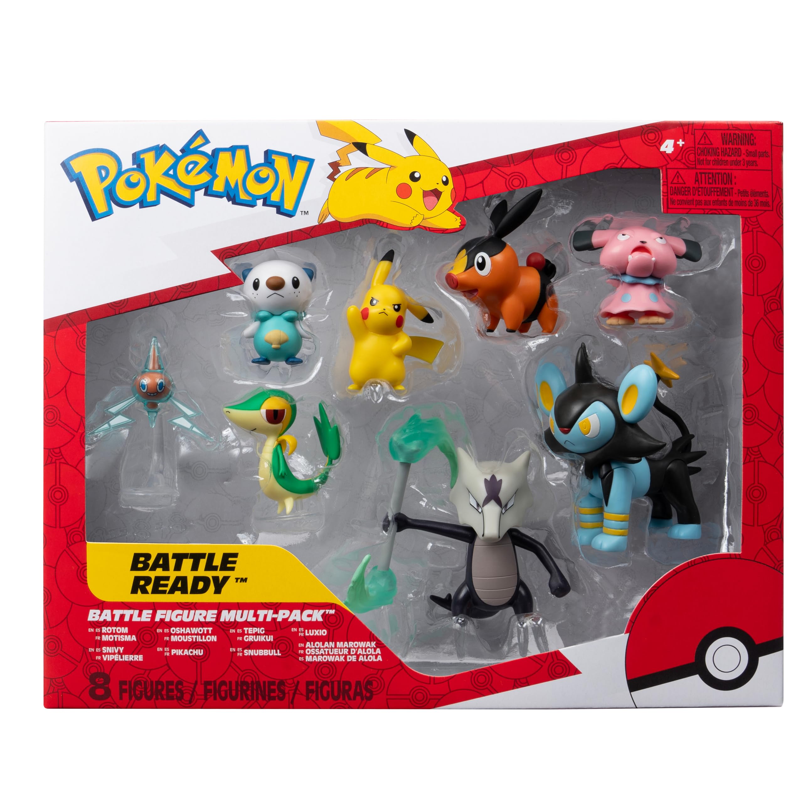 Pokemon Battle Figure 8 Pack - Six 2-Inch and Two 3-Inch Battle Figures Including Pikachu