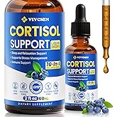 vivcmin 10 in 1 Cortisol Supplements for Women & Men, Cortisol Reducer with Ashwagandha, Magnesium, L-Theanine, Hormone Balance Drops - Sleep & Mood Support, 2 Fl Oz, Blueberry Flavor