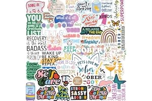UAITODEE Sober Stickers,Sobriety Vinyl Stickers,Water Bottle Laptop Scrapbooking Stickers Recovery Gifts(50 Pack)