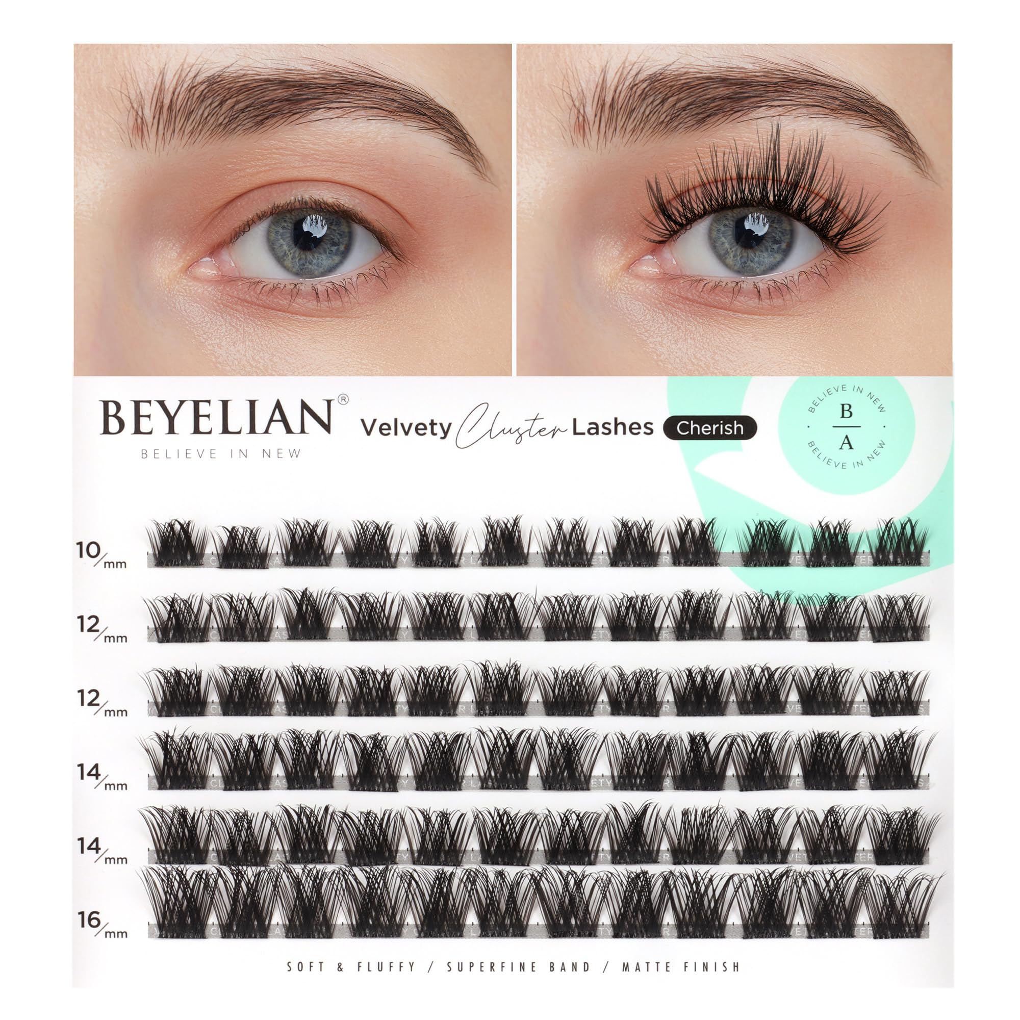 BEYELIAN Lash Clusters 60 Pcs 10-16mm Individual Cluster Lashes False Eyelashes Extension