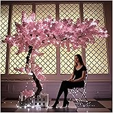 CDDUOLA 5ft Cherry Blossom Tree Artificial with Lights Faux Pink Artificial Flowers Handmade Fake Japanese Cherry Blossom Trees Decor for Indoor Outdoors