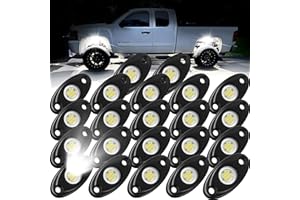 22 Pods White Rock Lights, Heefrole LED Rock Lights IP68 Waterproof Shakeproof Wide Angle Anti-Corrosion Pure White Rock Lights for Trucks Jeep UTV ATV SUV Boat Underglow Lighting Kit