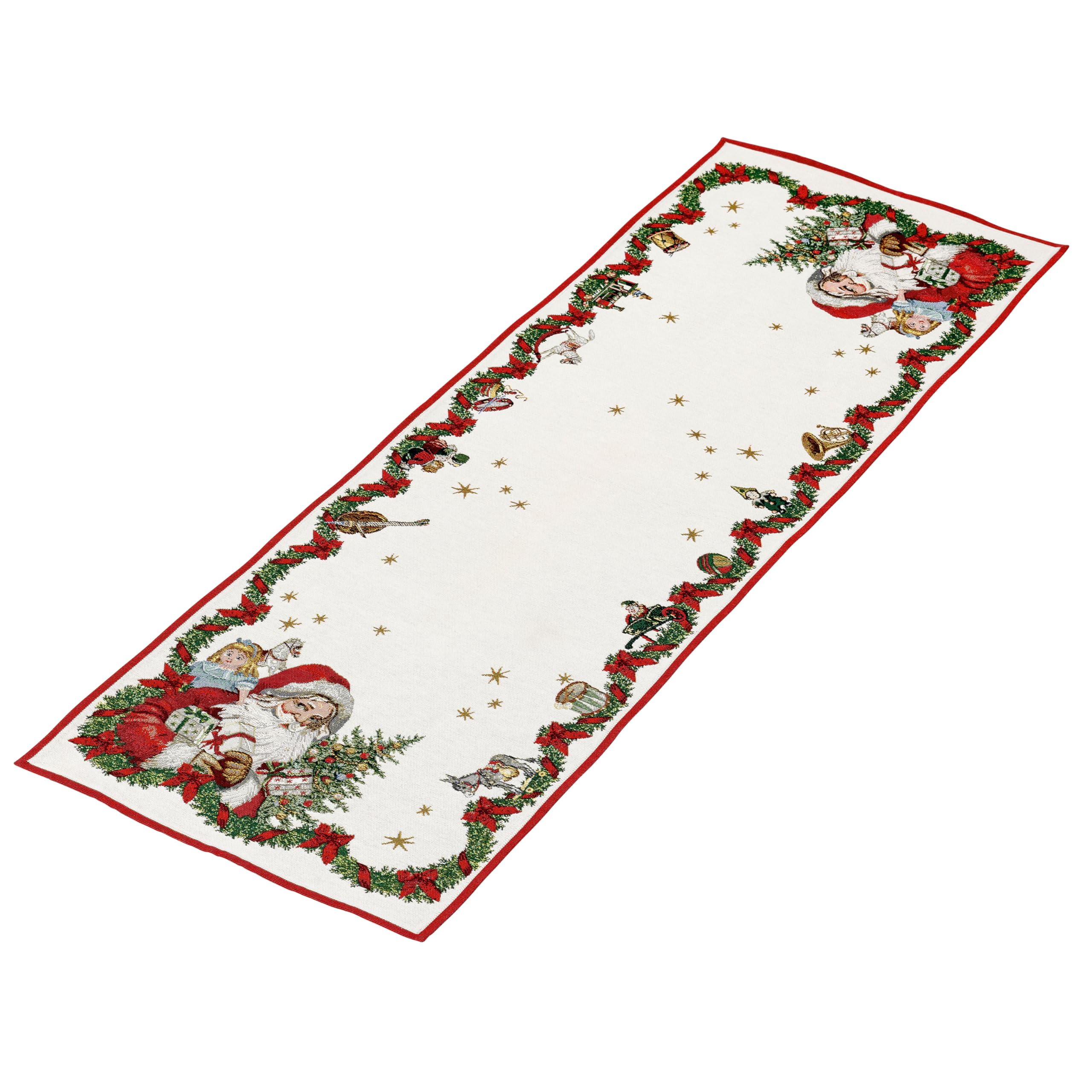 Villeroy & Boch – Toy's Fantasy tapestry runner XL, 49 x 143 cm, cotton and polyester table runner with festive Santa pattern, multicoloured, large, machine-washable