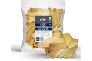 Pet Craft Supply Grass Fed Water Buffalo Ear 16 Count (Pack of 1) Pig Ears for Dogs Alternative Free Range Long Lasting Dog Chew and Treat for Aggressive Chewers and Puppies