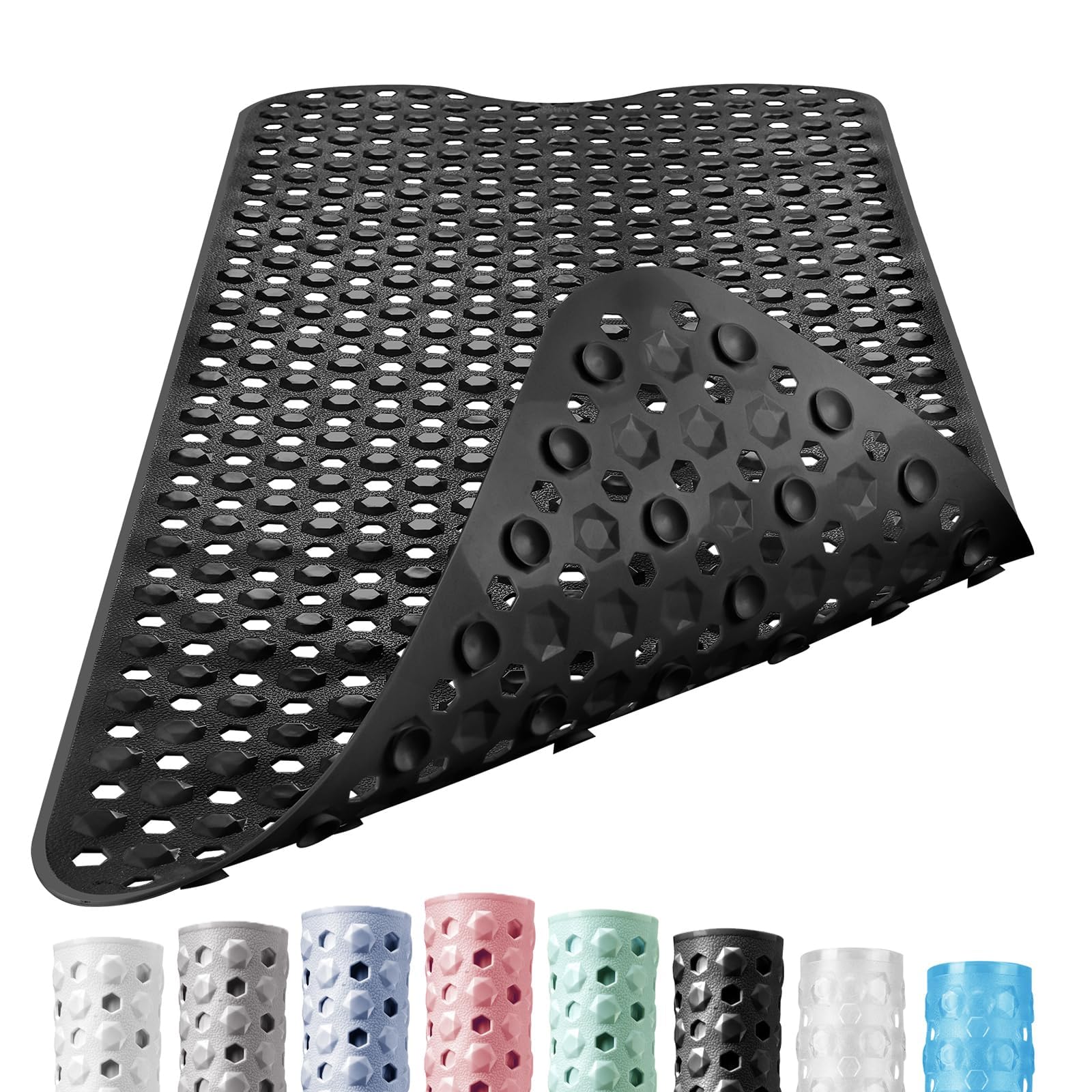 DOPROP Premium Non Slip Bath Mats for Elderly Children Extra Long Luxury Bathtub Mats Runners with Safety Suction Cups Best Bathroom Accessories Shower Mat Rugs for Inside Bath,Classic Black,100X40CM